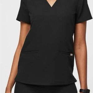 Figs Medium Black Casma Scrub Top